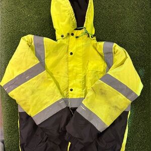 High-Visibility Safety Jacket - Yellow with Gray Reflective Stripes